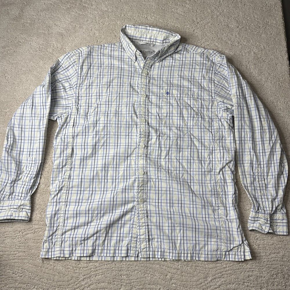 Men's Coolibar Size Large UPF 50+ Longsleeve‎ Plaid Button Down Shirt